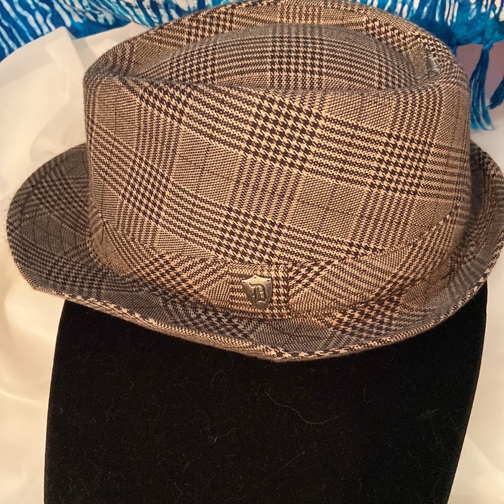 DPG 1921 brown tweed fedora with teardrop crown. Size M - Picture 2 of 4